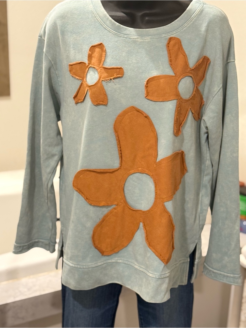 Jodifl Mineral Wash Appliqué Flower Sweatshirt • Size Small